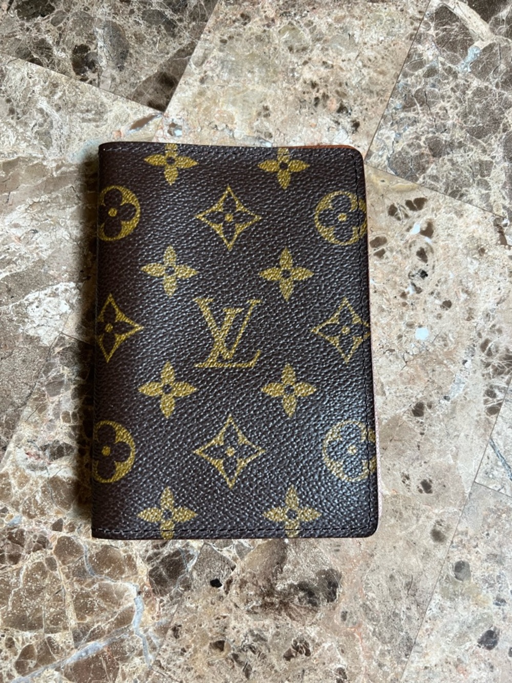 Louis Vuitton Monogram Canvas Passport Cover in Brown and Gold